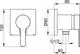 Keuco-Waschtischmischer mit quadratischem Design und seitlichem Griff, dargestellt in technischer Zeichnung mit Maßen und Anschlussdetails.